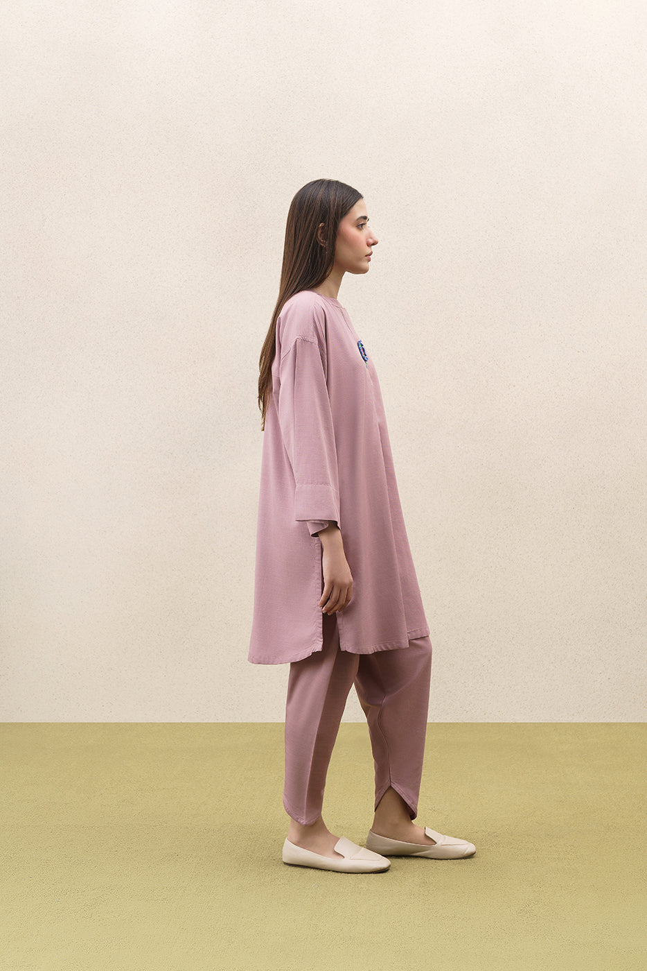 2 PIECE EMBROIDERED TWILL SUIT (PRET)