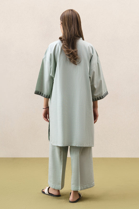 2 PIECE EMBROIDERED TWO WAY SLUB SUIT (PRET)