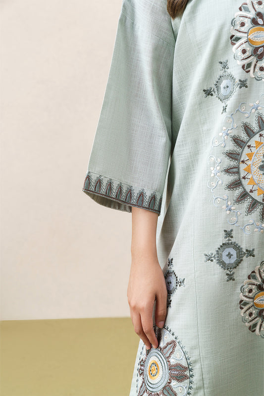 2 PIECE EMBROIDERED TWO WAY SLUB SUIT (PRET)