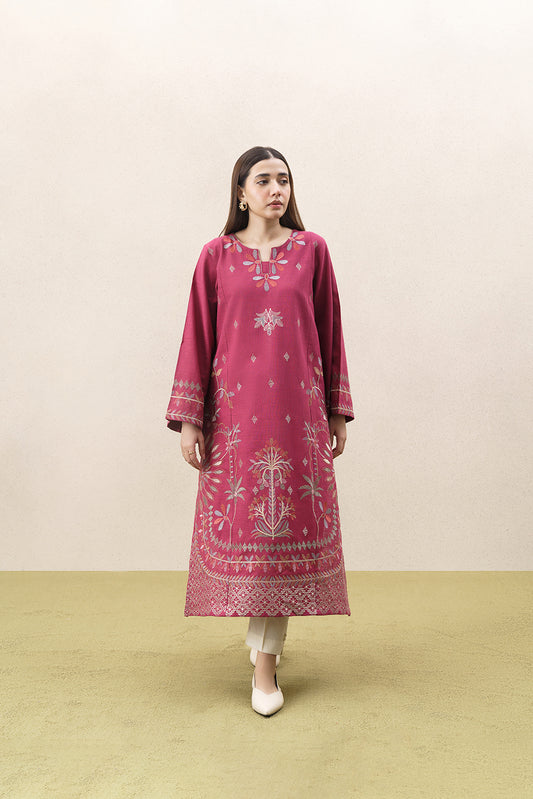 EMBROIDERED TWO WAY SLUB SHIRT (PRET)