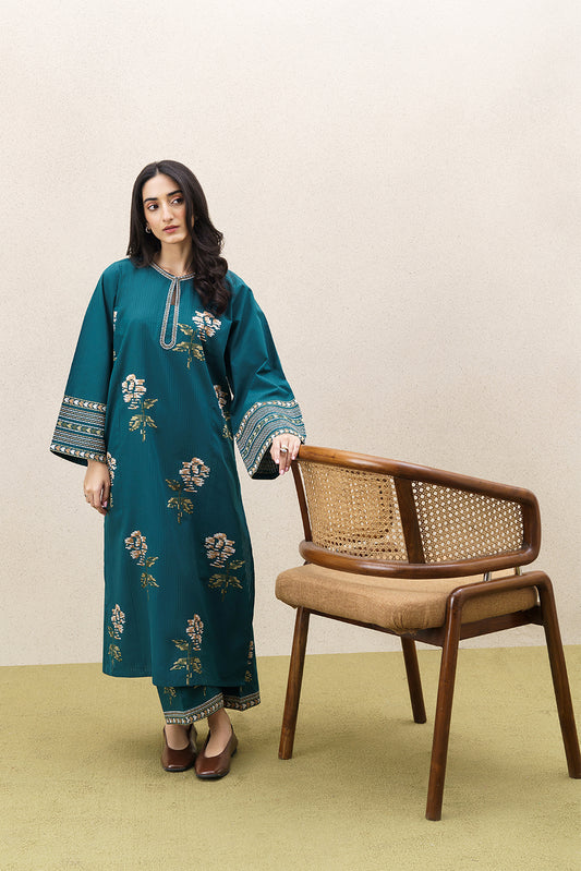 2 PIECE EMBROIDERED COTTON DOBBY SUIT (PRET)