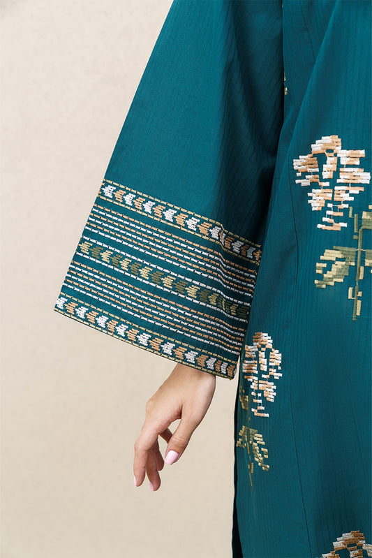 2 PIECE EMBROIDERED COTTON DOBBY SUIT (PRET)