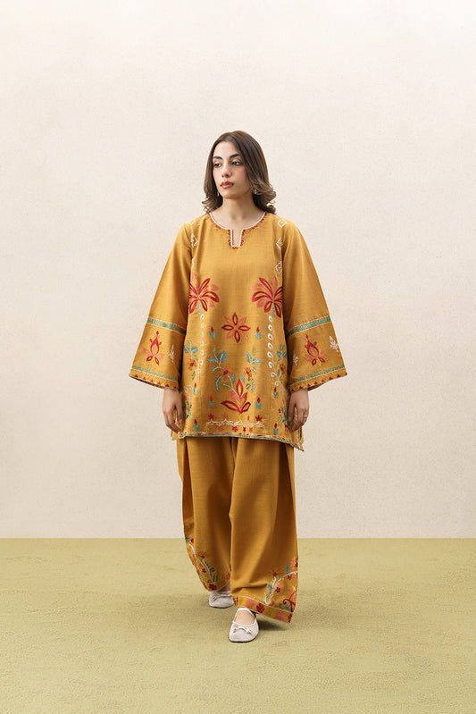 2 PIECE EMBROIDERED TWO WAY SLUB SUIT (PRET)