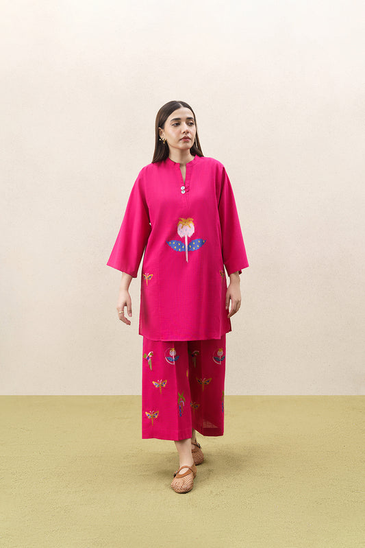 2 PIECE EMBROIDERED TWO WAY SLUB SUIT (PRET)