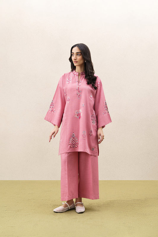 2 PIECE EMBROIDERED SLUB SUIT (PRET)