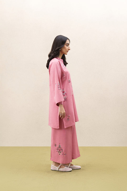 2 PIECE EMBROIDERED SLUB SUIT (PRET)