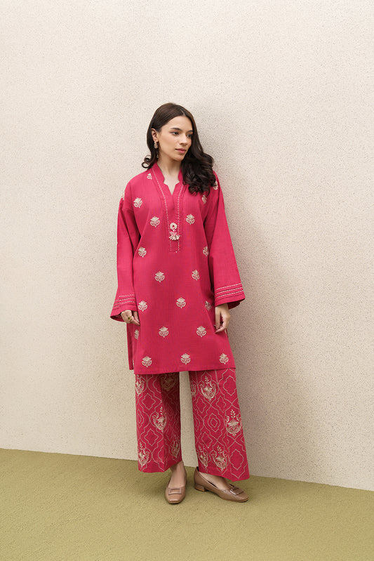 2 PIECE EMBROIDERED SLUB SUIT (PRET)