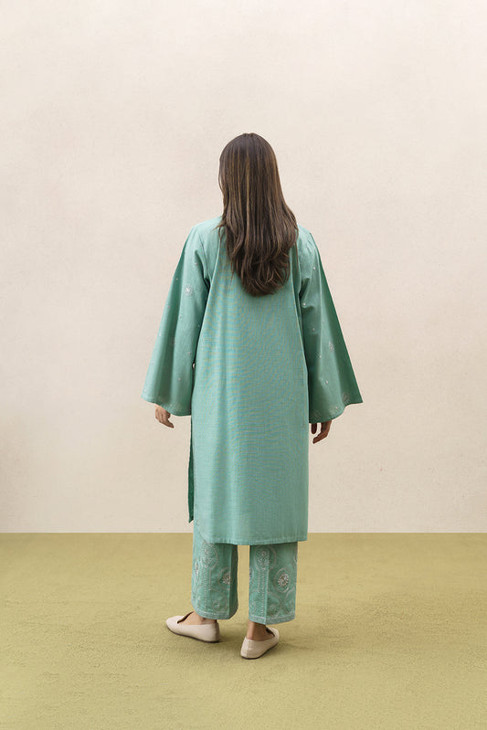 2 PIECE EMBROIDERED SLUB SUIT (PRET)