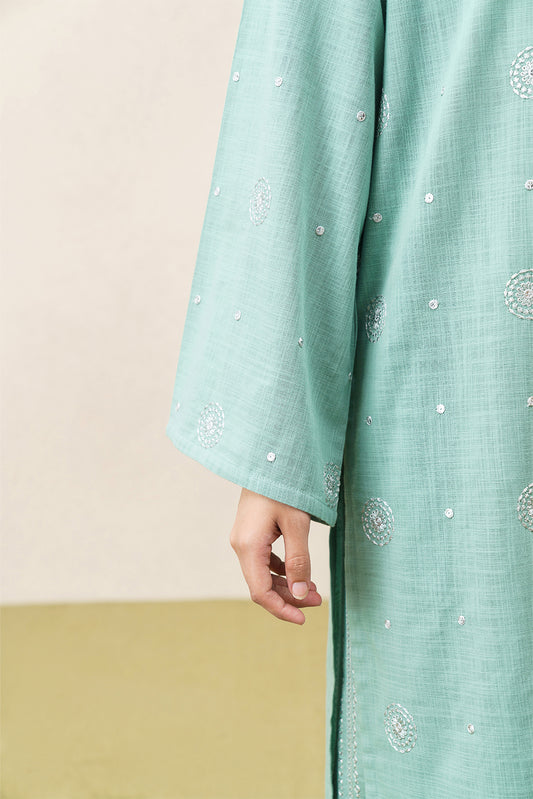 2 PIECE EMBROIDERED SLUB SUIT (PRET)