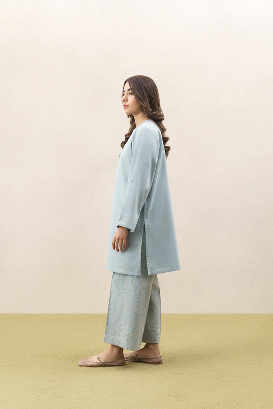 EMBROIDERED TWO WAY SLUB SHIRT (PRET)