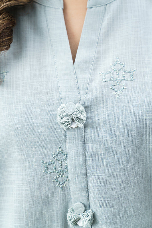 2 PIECE EMBROIDERED TWO WAY SLUB SUIT (PRET)