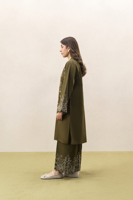 2 PIECE EMBROIDERED SLUB KHADDAR SUIT (PRET)