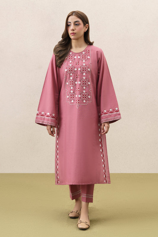 2 PIECE EMBROIDERED SLUB KHADDAR SUIT (PRET)