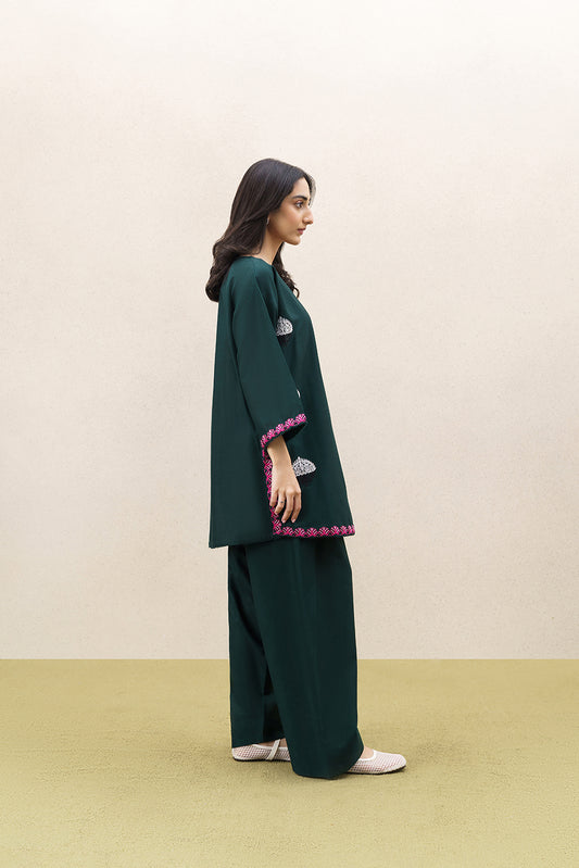 2 PIECE EMBROIDERED SLUB KHADDAR SUIT (PRET)