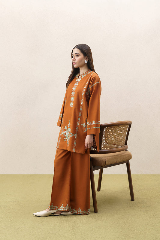 2 PIECE EMBROIDERED SLUB KHADDAR SUIT (PRET)