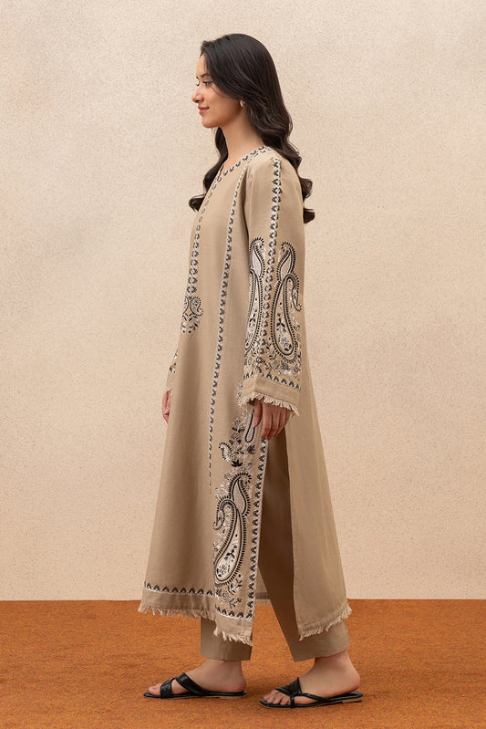 2 PIECE EMBROIDERED SLUB KHADDAR SUIT (PRET)
