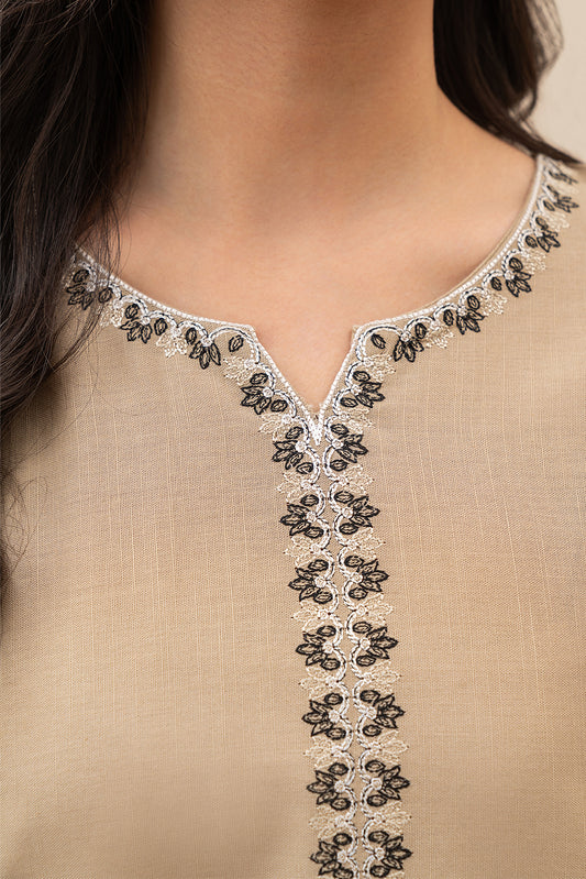 2 PIECE EMBROIDERED SLUB KHADDAR SUIT (PRET)