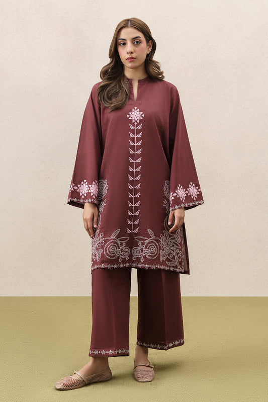 2 PIECE EMBROIDERED SLUB KHADDAR SUIT (PRET)