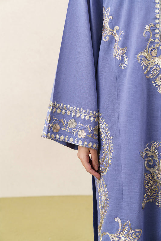2 PIECE EMBROIDERED SLUB CAMBRIC SUIT (PRET)