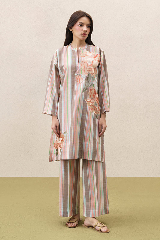 2 PIECE EMBROIDERED YARN DYED SUIT (PRET)