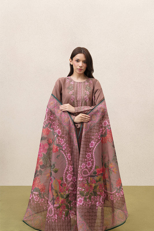 3 PIECE EMBROIDERED SLUB KHADDAR SUIT (PRET)