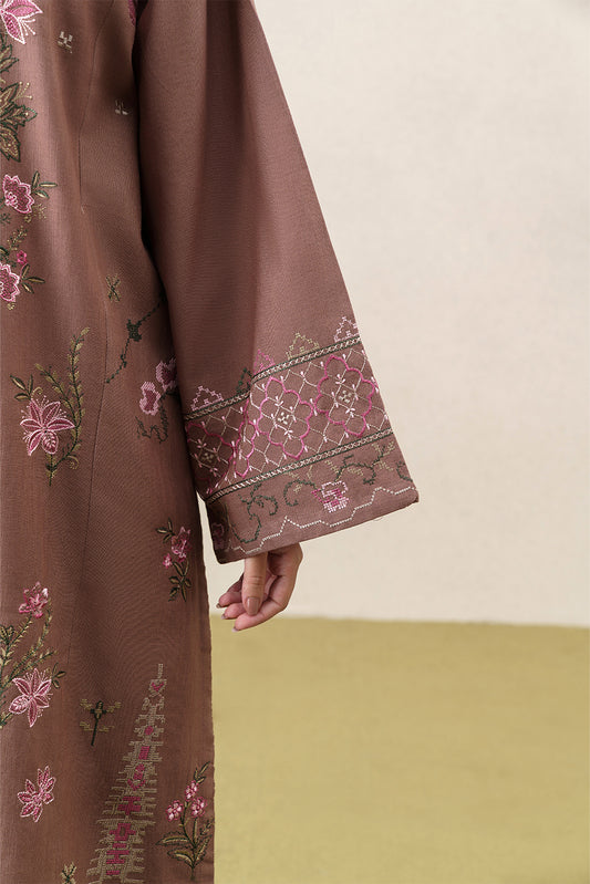 3 PIECE EMBROIDERED SLUB KHADDAR SUIT (PRET)