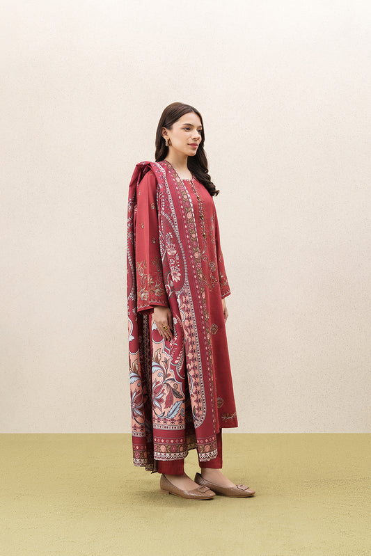 3 PIECE EMBROIDERED SLUB SUIT (PRET)