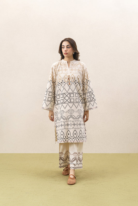 2 PIECE EMBROIDERED DOBBY SUIT (PRET)