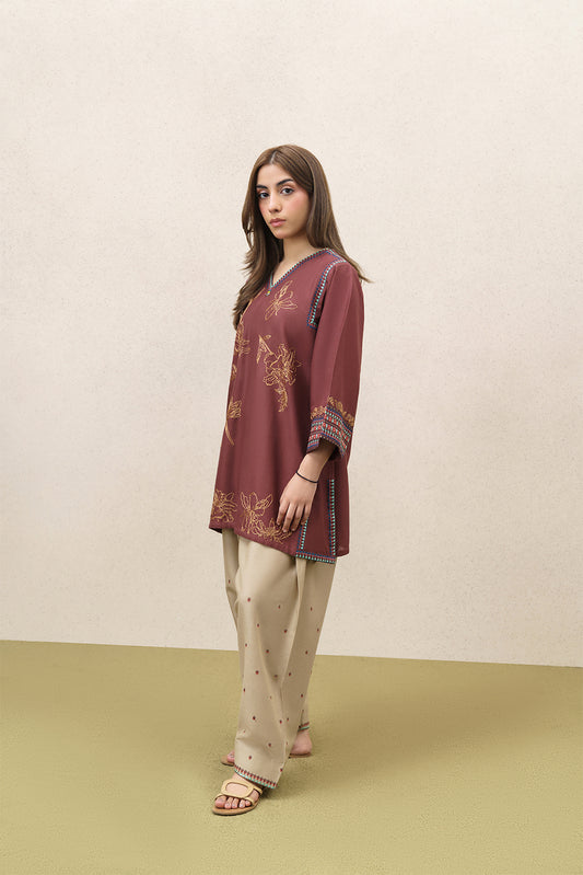 2 PIECE EMBROIDERED SLUB KHADDAR SUIT (PRET)