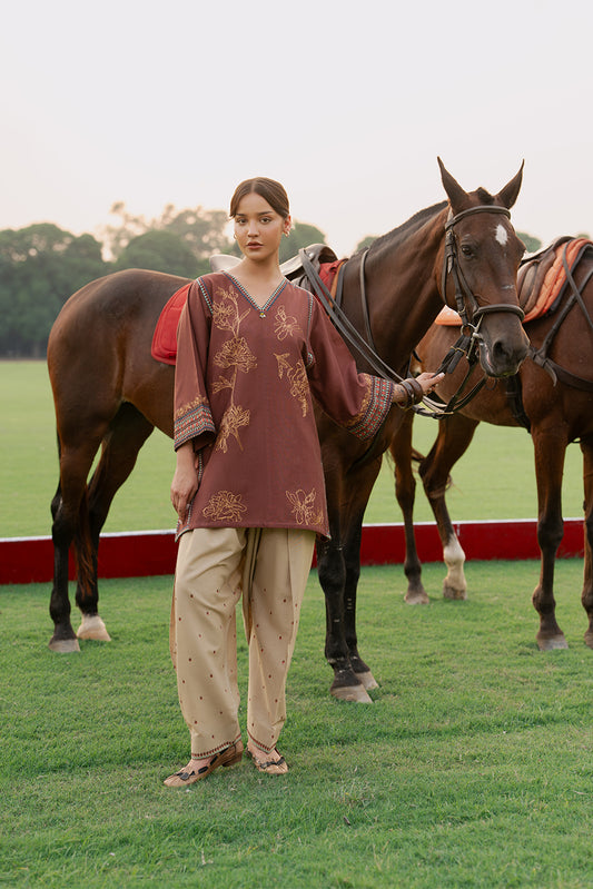 EMBROIDERED SLUB KHADDAR SHIRT (PRET)