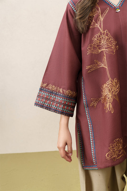 2 PIECE EMBROIDERED SLUB KHADDAR SUIT (PRET)