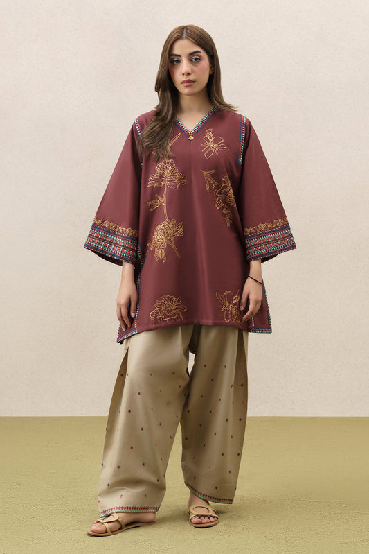 EMBROIDERED SLUB KHADDAR SHIRT (PRET)
