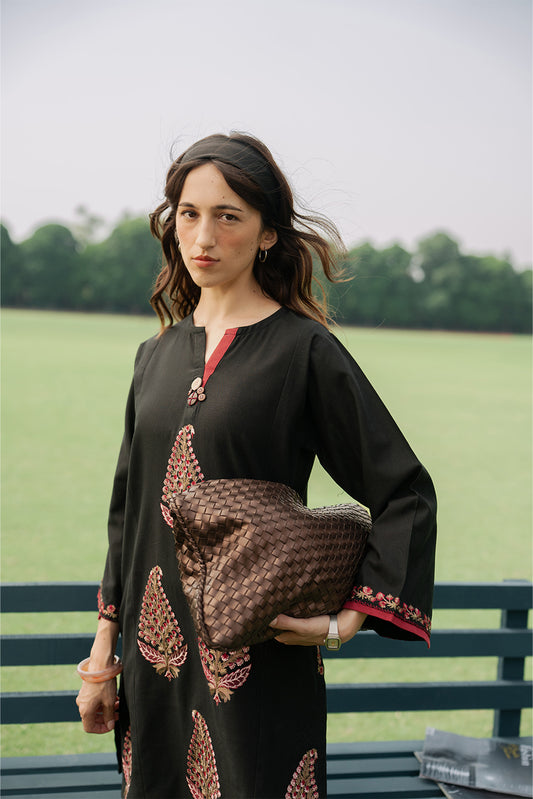 2 PIECE EMBROIDERED SLUB KHADDAR SUIT (PRET)