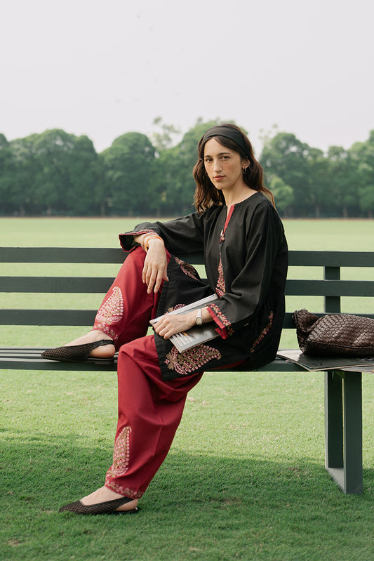 2 PIECE EMBROIDERED SLUB KHADDAR SUIT (PRET)
