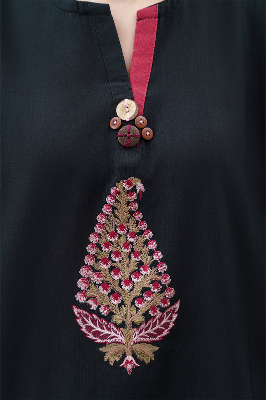 2 PIECE EMBROIDERED SLUB KHADDAR SUIT (PRET)