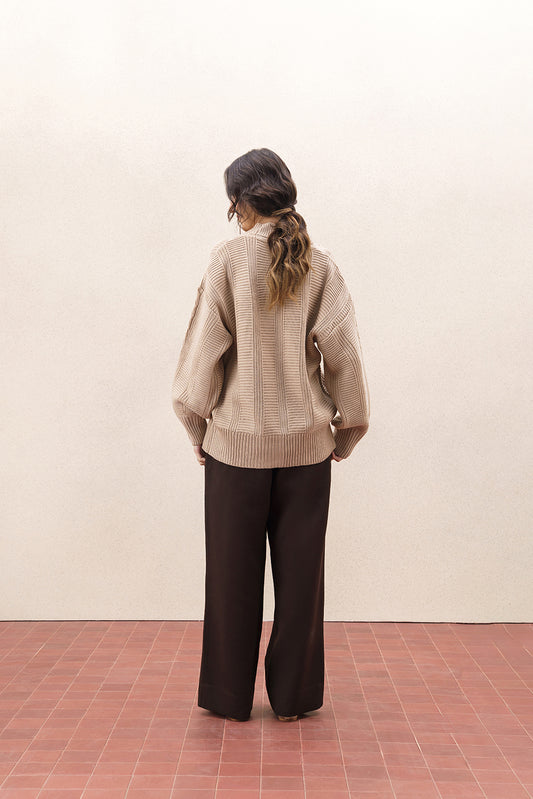 CHUNKY BRAIDED KNIT CARDIGAN