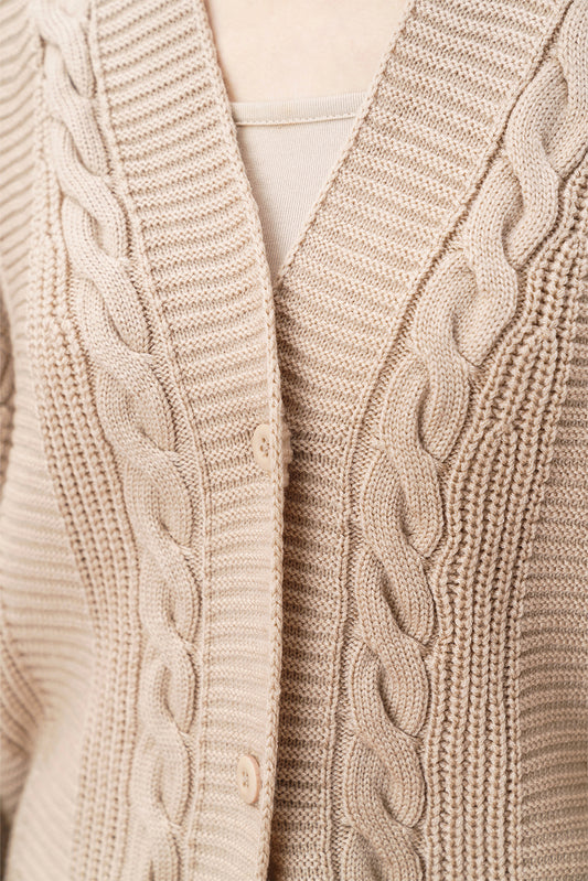 CHUNKY BRAIDED KNIT CARDIGAN