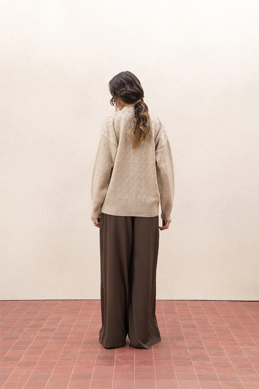 BRAIDED KNIT BUTTON UP CARDIGAN