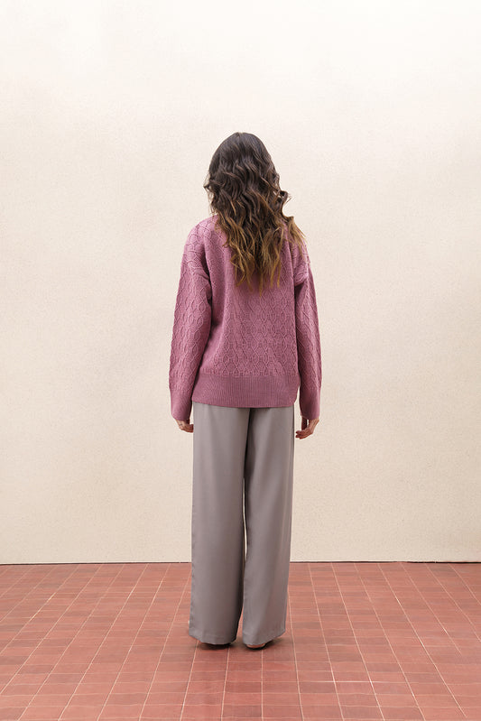 BRAIDED KNIT BUTTON UP CARDIGAN