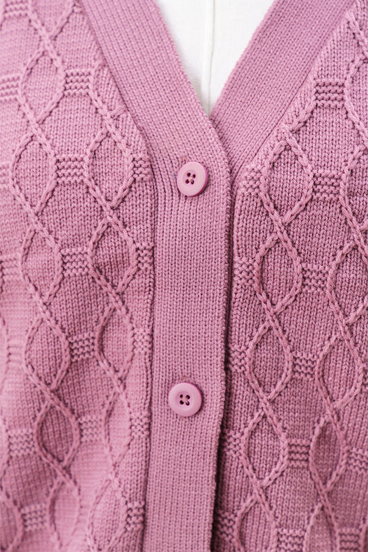 BRAIDED KNIT BUTTON UP CARDIGAN