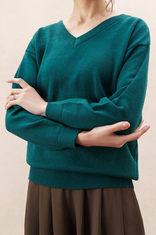 RELAXED FIT V NECK SWEATER