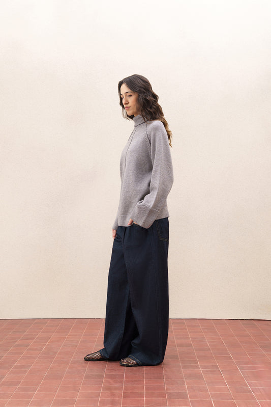 MOCK TURTLE NECK KNIT PULLOVER