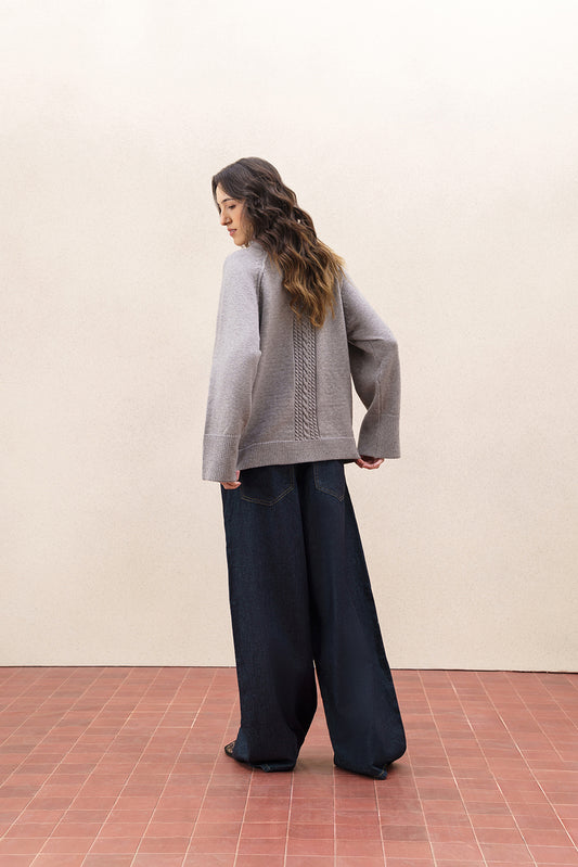 MOCK TURTLE NECK KNIT PULLOVER