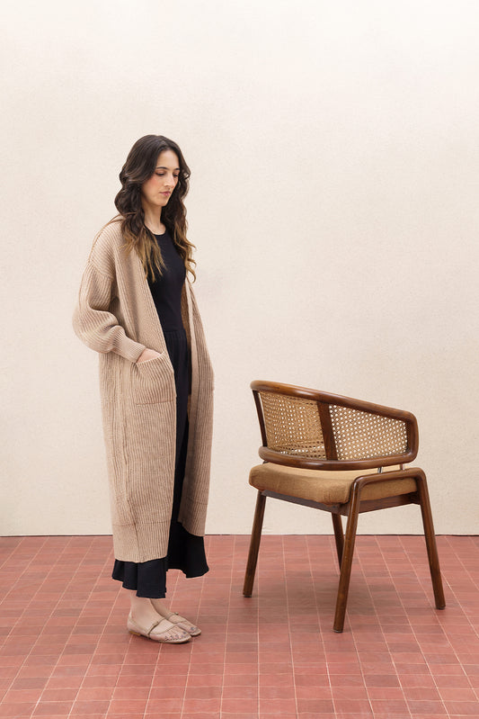RIBBED KNIT LONG SHRUG