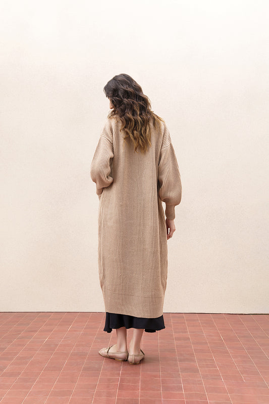 RIBBED KNIT LONG SHRUG