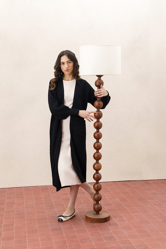 RIBBED KNIT LONG SHRUG