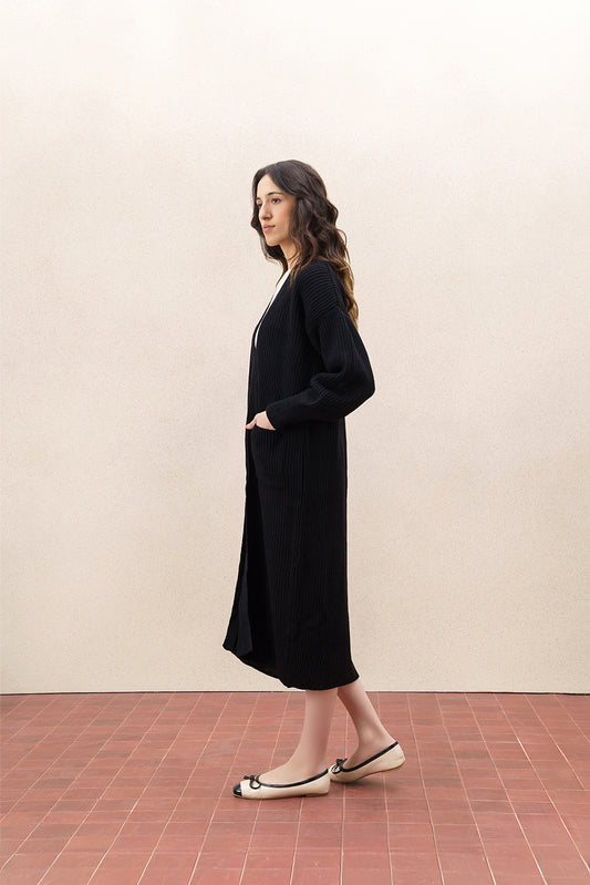 RIBBED KNIT LONG SHRUG