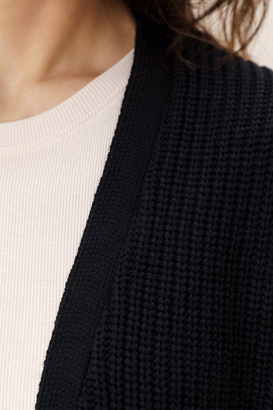 RIBBED KNIT LONG SHRUG