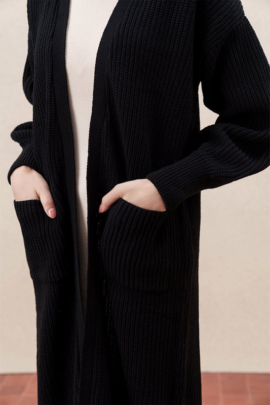 RIBBED KNIT LONG SHRUG