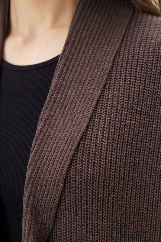 DROP SHOULDER TEXTURED KNIT FRONT OPEN SHRUG
